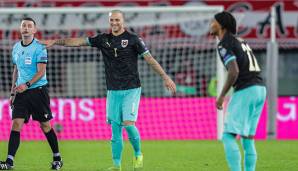 Marko Arnautovic lacht.