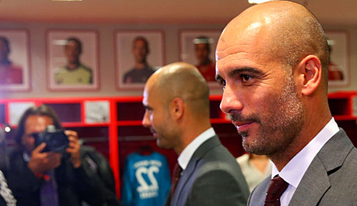 Pep Guardiola bei seiner offiziellen Vorstellung als neuer Bayern-Trainer