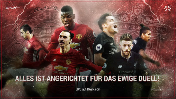 Manchester United gegen den FC Liverpool - live und auf Abruf aus DAZN.com