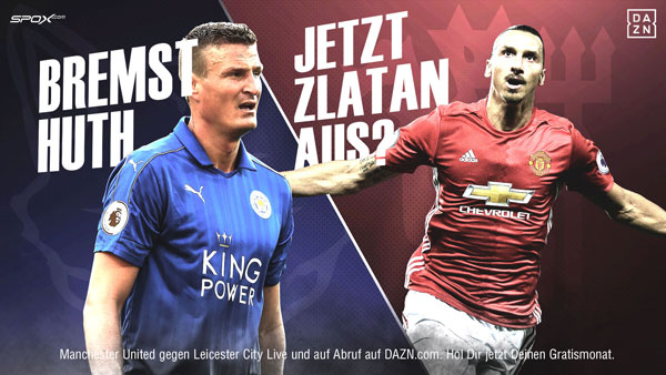 Manchester United gegen Leicester City Live und auf Abruf auf DAZN.com