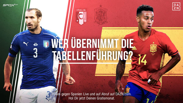 Italien gegen Spanien Live und auf Abruf auf DAZN.com