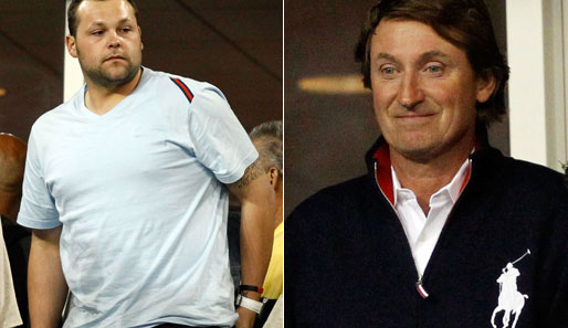 Treffen von zwei New Yorker Sport-Stars: Yankees-Pitcher Joba Chamberlain (l.) und Eishockey-Legende Wayne Gretzky