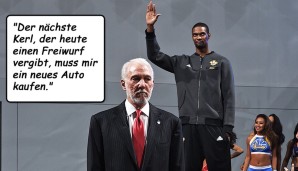 Spurs-Coach Gregg Popovich hält mit seiner Meinung nur selten hinter dem Berg: "Der nächste Kerl, der heute einen Freiwurf vergibt, muss mir ein neues Auto kaufen."