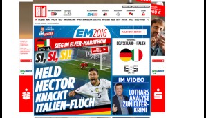 DEUTSCHLAND: Bei Bild.de feiert man auf Italienisch - und man weiß, bei wem man sich zu bedanken hat