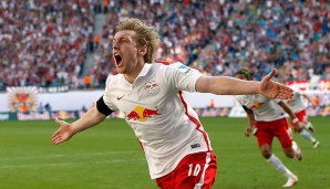 SPIELER DER HINRUNDE: Emil Forsberg. Der Schwede sorgte mit Aufsteiger RB Leipzig auf Anhieb für Furore. Mit seinen fünf Toren und neun Vorlagen ist er der Garant für den Höhenflug der Bullen