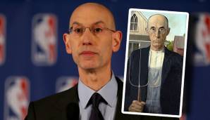 Die Huhn-Ei-Frage beschäftigt uns hier extrem. Was war zuerst da? NBA-Commissioner Adam Silver oder der "American Gothic Farmer".