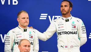 Lewis Hamilton und Valtteri Bottas waren auf dem Siegerpodest nicht glücklich.