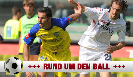 Sergio Pellissier (l.) erzielte in der abgelaufenen Saison 13 Treffer für Chievo Verona