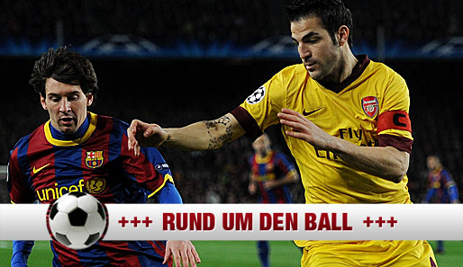 Er könnte bald der Mannschaftskollege von Lionel Messi (l.) sein: Arsenals Cesc Fabregas