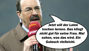 "Jetzt will der Lahm kochen lernen. Das klingt nicht gut für seine Frau. Mal sehen was das wird. Ein Gulasch vielleicht."