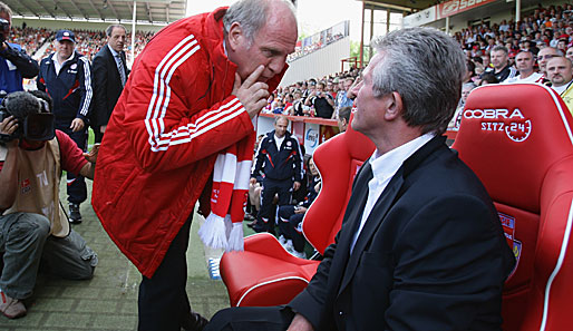 Ab dem Sommer wieder vereint: Bayern-Präsident Uli Hoeneß und Jupp Heynckes (r.)