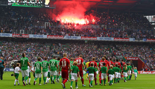 Beim Nordderby im Weserstadion in Bremen kam es nur zu sehr wenigen Assschreitungen