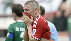 Bastian Schweinsteiger hatte in Manchester kurz vor Schluss eine gelb-rote Karte gesehen