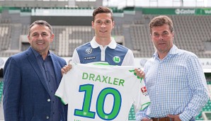 Klaus Allofs, Julian Draxler und Dieter Hecking 2015 in trauter Eintracht