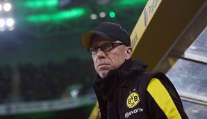 Peter Stöger auf der Trainerbank des BVB