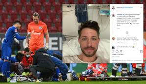 Mark Uth muss auf dem Rasen in Augsburg minutenlang versorgt werden, später gibt er via Instagram selbst Entwarnung aus dem Krankenhaus.