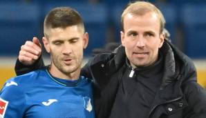 Andrej Kramaric zusammen mit Hoffenheims Trainer Sebastian Hoeneß.