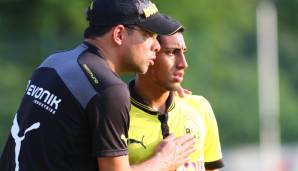 Junior Flores im Juli 2013 zusammen mit BVB-II-Trainer David Wagner.