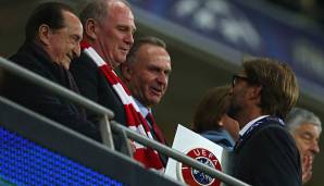 Uli Hoeneß und Karl-Heinz Rummenigge mit Jürgen Klopp nach dem Champions-League-Finale 2013.