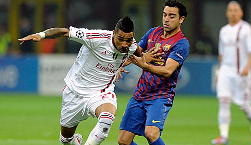 Milan und Kevin-Prince Boateng (l.) hatten Barcas Herz Xavi recht gut um Griff