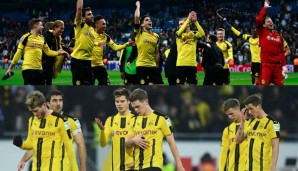 Unterschiedliche Gefühlswelten: der BVB nach dem 2:2 gegen Real und nach dem 1:2 in Darmstadt