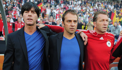 Joachim Löw (l.), Hansi Flick (M.) und Andreas Köpke (r.) arbeiten in der Konstellation seit 2006