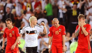 Bastian Schweinsteiger jubelt während des EM-Spiels gegen Portugal 2008