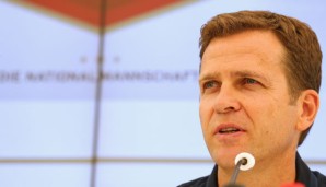 Oliver Bierhoff war gemeinsam mit Martin Kaymer, Pascal Wehrlein und Nico Rosberg bei der DFB-PK