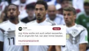 Löw müsste, wenn er so konsequent ist, wie viele angesichts der heutigen Entscheidung behaupteten, auch sich selbst rauswerfen. Warum das aber nicht passieren wird, nunja...