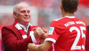 Bayern Münchens Ehrenpräsident Uli Hoeneß sieht in Thomas Müller den perfekten Bayern-Botschafter.