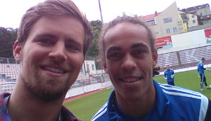 SPOX-Redakteur Daniel Reimann (l.) traf Yussuf Poulsen in Prag