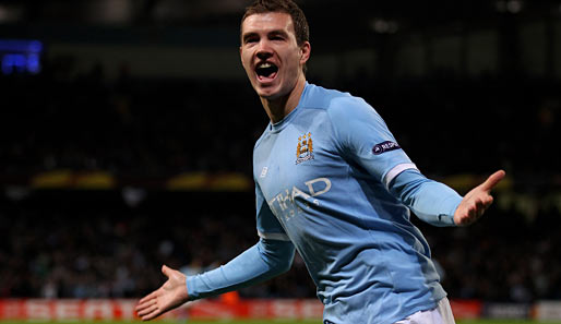 Edin Dzeko traf für Manchester City gegen Aris Saloniki gleich doppelt