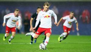 Emil Forsberg markierte in der Schlussphase per Elfmeter den Siegtreffer für RB Leipzig.