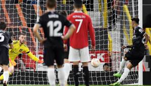 Cristiano Ronaldo (Nr. 7) in der Zuschauerrolle beim Siegtreffer für Real Sociedad in Manchester durch Brais Mendez' Elfer.