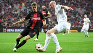 Am 1. Spieltag gewann Bayer Leverkusen (links Josip Stanisic) gegen BK Häcken mit 4:0.