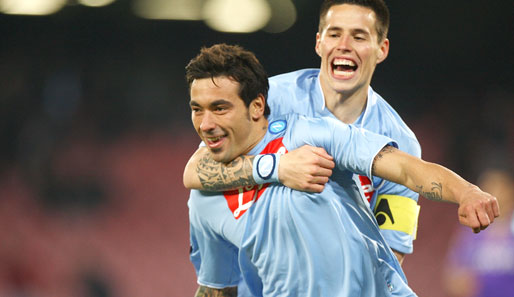 Napolis Ezequiel Lavezzi (l.) und Marek Hamsik haben offenbar das Interesse von ManCity geweckt