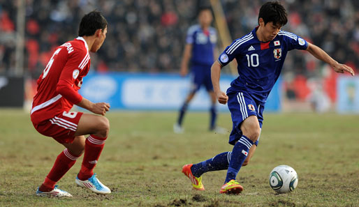 Shinji Kagawa (r.) konnte gegen Nordkorea nicht mitwirken