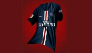 Paris Saint-Germain - Heimtrikot: PSG bleibt dem Mittelstreifen treu. Zusätzlich gibt's eine Musterung.