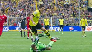 In dieser Partie wurde Lewandowski zum BVB-Pechvogel. Nachdem der BVB durch Kevin Großkreutz in Führung ging und Mario Gomez für den FCB ausglich, hatte Lewy in Minute 60 den Sieg vom Punkt auf dem Fuß - doch Manuel Neuer hielt seinen Strafstoß.