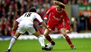 Steve McManaman (hier gegen Frank Lampard) schoss in 272 Spielen 46 Tore für Liverpool