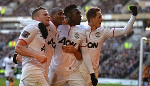 In Feierlaune: Tom Cleverley, Ashley Young, Danny Welbeck (v.l., mit Adnan Januzaj) wurden bestraft