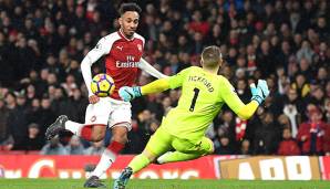 Pierre-Emerick Aubameyang erzielte Arsenals zwischenzeitliches 4:0 gegen den FC Everton.