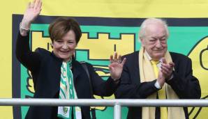 Platz 18: Delia Smith und Michael Wynn-Jones (ca. 30 Mio. Dollar) - NORWICH CITY: Smith ist Starköchin, ihr Ehemann Wynn-Jones Autor und Verleger. Beide waren schon vor der Übernahme Dauerkartenbesitzer und kauften den Klub in schweren Zeiten.