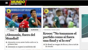 EL Mundo Deportivo: "Ein Sturz für die Geschichte. Der Fußball wird sich für immer an diesen Tag erinnern. Deutschland, der große Champion der Welt, der so viele Male in der Lage war, von den Toten aufzustehen, ist ausgeschieden."