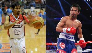 MANNY PACQUIAO: Einer der besten Boxer aller Zeiten, wurde in sieben Gewichtsklassen Weltmeister. Als Basketball-Fan außerdem von 2014 bis 2018 Spielertrainer in der Phillipine Basketball Association