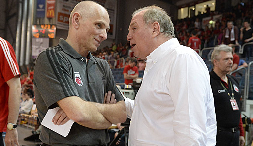 Bambergs Wolfgang Heyder (l.) und Bayern-Boss Uli Hoeneß (r.) waren nicht immer einer Meinung