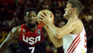 Kenneth Faried (l.) war bester Amerikaner beim Sieg der USA gegen die Türkei