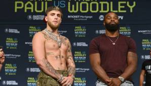 Jake Paul (l.) trifft in seinem vierten Boxkampf auf Tyron Woodley.