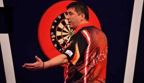 Erlebte in Runde eins bei den European Darts Championships in Göttingen ein böses Erwachen: Mensur Suljovic.