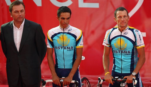 Johan Bruyneel (l.) ist seit 2008 sportlicher Leiter bei Astana